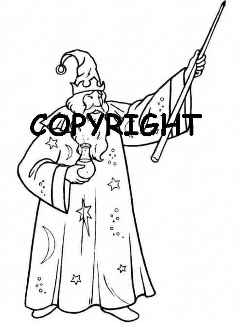 Wizard with Staff Rubber Stamp